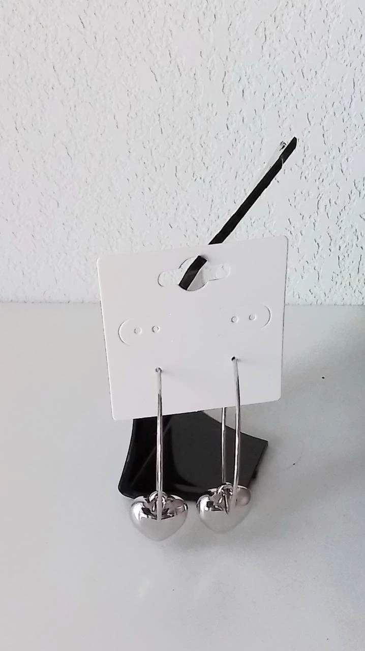 Brincos de argola em forma de pingente em forma de coração prata aço inoxidável n – photo 2